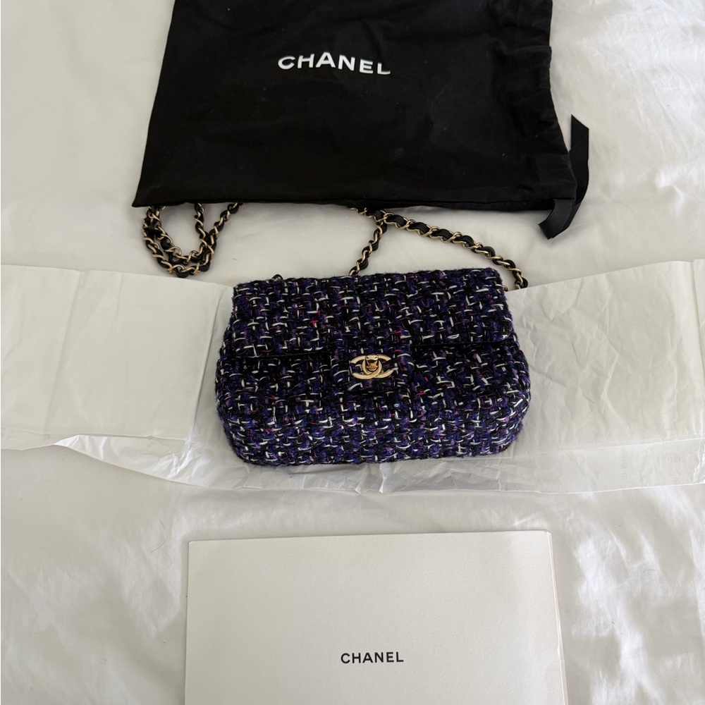 Chanel Navy Tweed Shoulder Bag